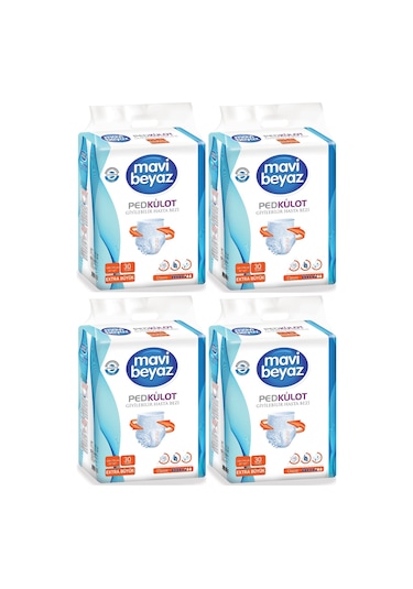 Mavi Beyaz Ped Emici Külot Hasta Bezi XL 30'Lu x 4 120 Adet