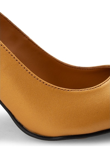 Deery Hakiki Deri Sarı Kadın Stiletto Sarı
