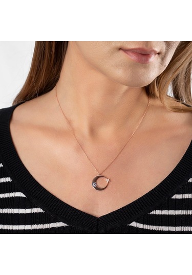 Mavi-Beyaz Zirkon Taşlı Tarz Tasarım Rose Renk 925 Ayar Gümüş Ayy (540202091)