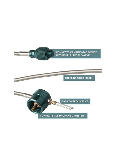 Pazly Bütan Adaptörü, Ropane Bidon Dişli Kamp Ocağı Uzatma Hortumu Gümüş