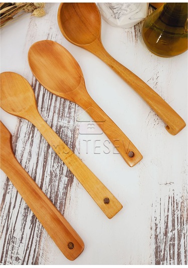 Ahşap Tahta Mutfak Kaşık Seti 4 Parça Kayın, Şimşir Ağacı 4-1