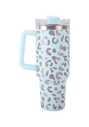 Didadodo Yeni Yalıtımlı Pipet Bardak - Mavi Çelik 304, Açık Mavi, Büyük Kapasiteli Mavi Taşınabilir Açık Mavi