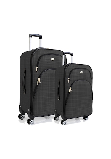 Gedox Büyük Ve Orta Boy Valiz Seti 4 Teker Kumaş Valiz Antrasit 1