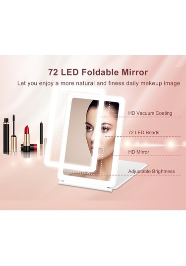Flybuy Taşınabilir Makyaj Makyaj Led Katlanabilir Işık Büyüteçli Aynası Aynası Ayna 3x Kl Beyaz