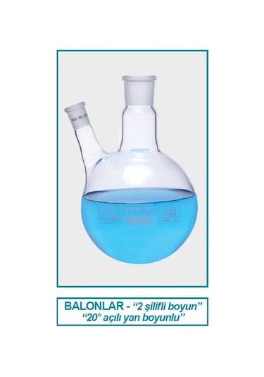 İSOLAB 030.29.901 balon -dibi yuvarlak-2 boyunlu-boyun:NS29/32-ya