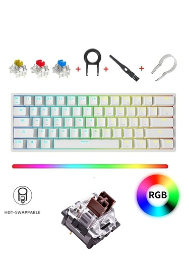 K-620 Ayrılabilir Type-c Kablolu Brown Switch Hot Swap Mekanik Klavye