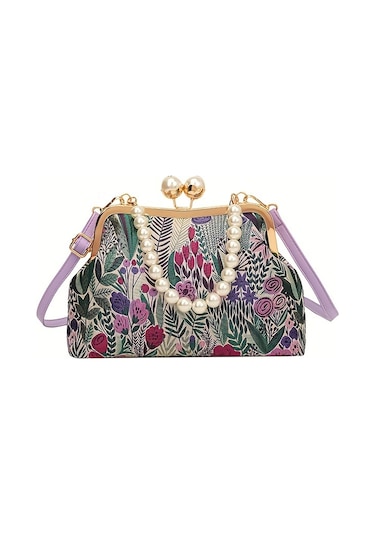 Zarif Çiçek Desenli Çapraz Çanta
