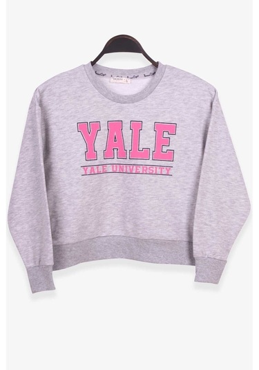 Kız Çocuk Sweatshirt Baskılı Gri Melanj (8-14 Yaş)