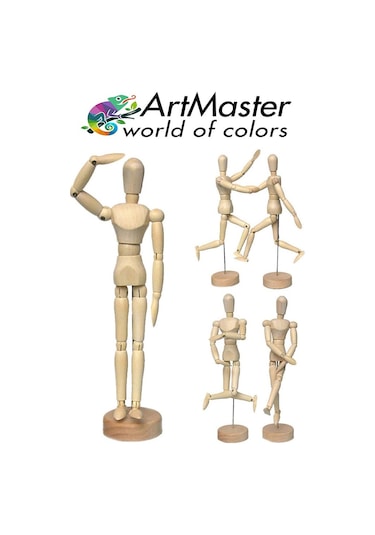Hareketli İnsan Modeli Ahşap 20 Cm 1 Paket Kukla Stilist Ahşap Model İnsan Figürlü Manken Tahta Adam Resim Eğitimi