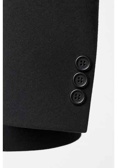 Plus Scorpion Erkek Uzun Kaşe Kaban İtalyan Kesim Slim Fit Şık Model Siyah