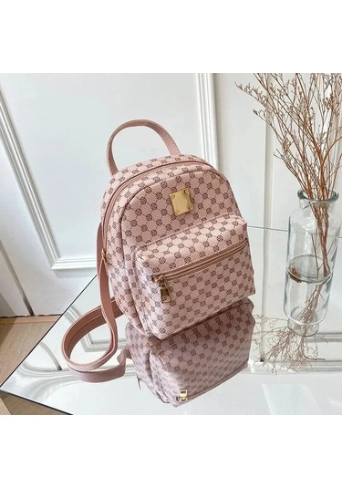 Snapbuy Kadın Klasik Çiçek Desenli Sırt Çantası - Günlük Okul Ve Alışveriş Bej