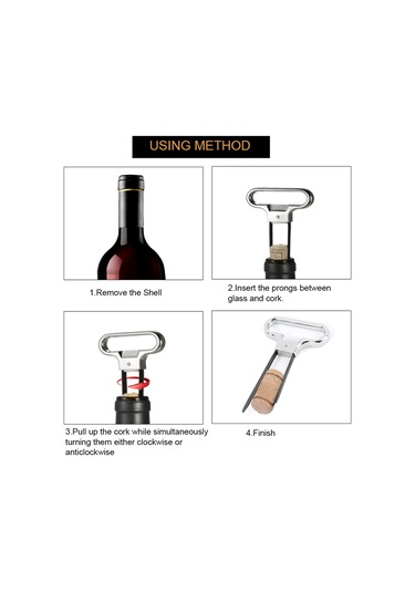 Yuntech01 Gümüş İki Uçlu Vintage Şarap Açıcı - Kırık Mantar Kaldırıcı, Taşınabilir Bar Ve Ev Gereci Gümüş