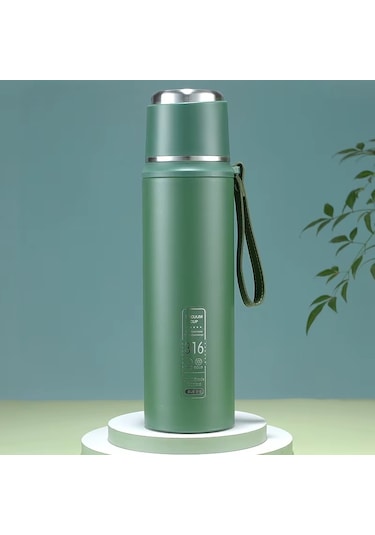 Kapris Çift Katlı Paslanmaz Çelik Termos Yeşil 1 Litre Kap-294 Yeşil