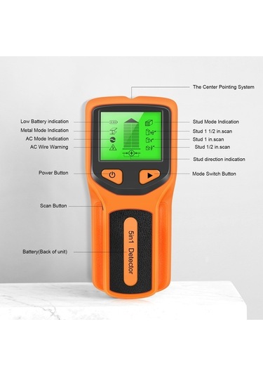 Pazly 5'lik Çok Fonksiyonlu Duvar Dedektörü, Metal Ve Saplama Bulucu