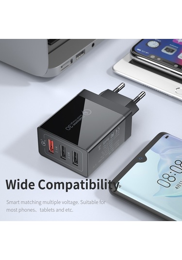 Essager 30w Usb Tip C Şarj Cihazı Hızlı Şarj 3.0 İphone Uyumlu 14 Samsung Xiaomi 3 Port Çoklu Fiş Duvar Cep Telefonu Hızlı Şarj