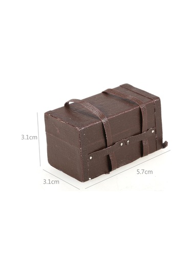 Suofeng 1/10 Ölçekli Deri Ve Ahşap Seyahat Bavulu Aksesuarı - 5.7x3.1x3.1cm