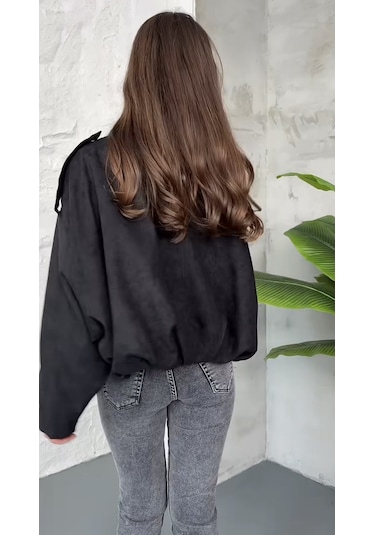 Prifaldi Premium Oversize Süet Bomber Ceket Siyah