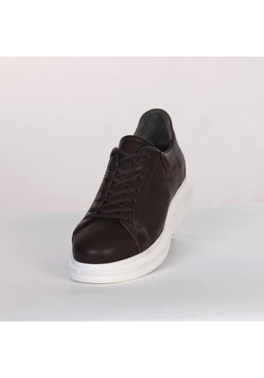 Boy Uzatan Gizli Topuklu Kahverengi Spor Ayakkabı Kahverengi