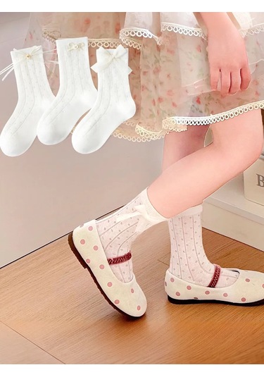 Hello Kitty Çocuklar İçin Şık Çoraplar 3 Çift 468685744 Beyaz