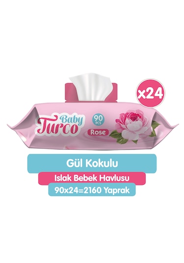 Baby Turco Gül Kokulu Islak Bebek Havlusu 24 X 90 Adet