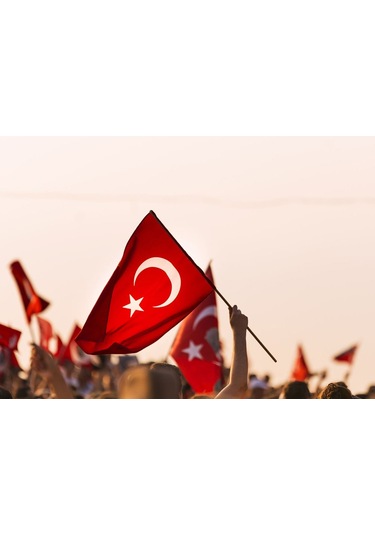 Sopalı Türk Bayrağı 100x150 Yüksek Kalite Çift Tarafllı Fabrikasyon Baskı Alpaka Kumaş