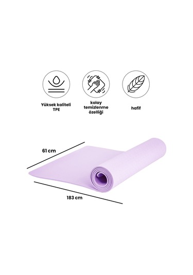 Yumuşak Ve Kaymaz Yüzeyli Yoga & Pilates Matı - 6mm Kalınlık, Hafif Ve Taşınabilir Spor Matı Mor