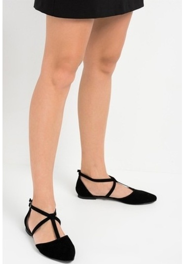 Fox Shoes Siyah Kadın Babet D726537302