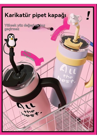 Aurora Büyük Mac Termos Bardağıbüyük Kapasiteli Öğrenci Açışına Çok Oğuk Su Bardağı Pembe