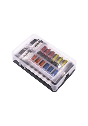 1 Giriş 12 Çıkışlı Bağımsız Polarite Sigorta Kutusu, Led Gösterge İle, 32v Dc, 30a Maksimum Devre, Pc+pbt Malzeme 20 20