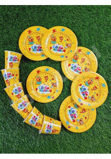 Love Land Parti İçin Tek Kullanımlık Üç Kedi 12 Kişilik Sofra Takımı 168019414 Diğer