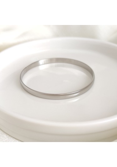 6 Cm Çelik Kalın Bombeli Ajda Bilezik 1 Adet - Beyaz Beyaz