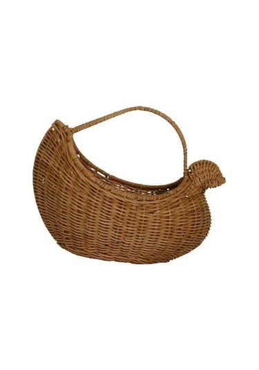 Pazly Suntek Rattan Yumurta Depolama Sepeti Tavuk Şeklinde Rustik Kahverengi Kahverengi