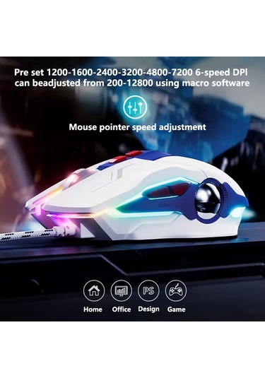 Inphic W9p Parlayan Bilgisayar Oyun Kablolu Fare Sessiz Sürüm Diğer