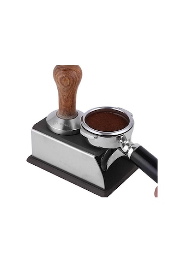 Paslanmaz Çelik Espresso Kahve Sabotaj Standı Çekiç Pedi Siyah