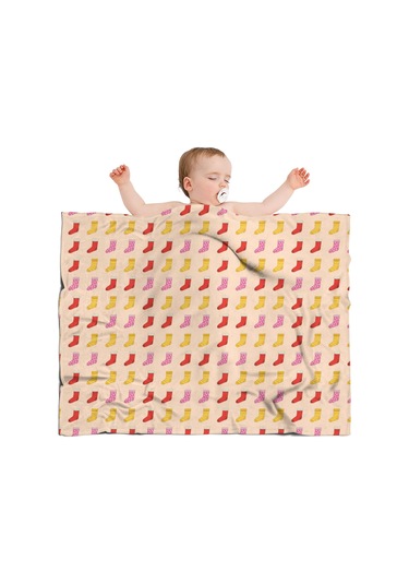 Noel Desenli Bebek Battaniyesi 40x30 İnç, Polar, Yumuşak, Hafif Ve Kalın Noel Çorap Renkli