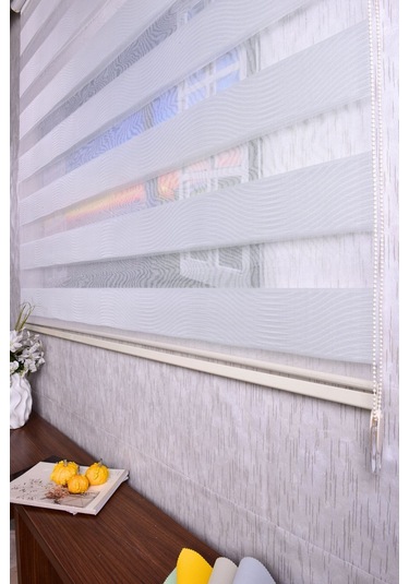 Krem Kendinden Desenli Etek Dilimsiz Ds 10738-v4 Zebra Stor Güneşlik Perde