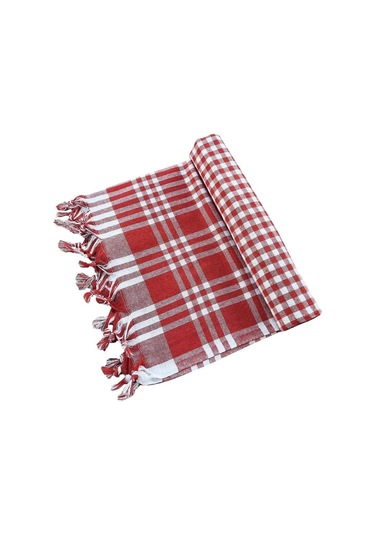 170x170 Pötikare Yer Sofra Bezi Piknik Masa Örtüsü Saçaklı Bordo