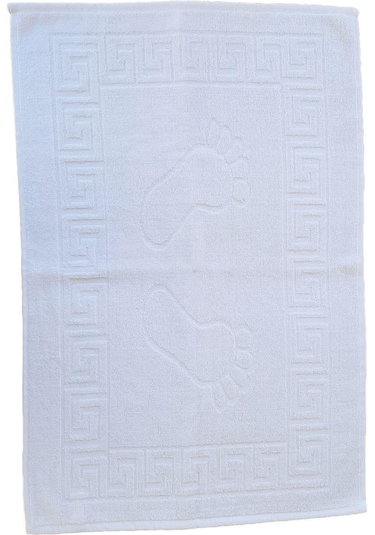 4 Lü Ayak Izli Banyo Paspas 100 Pamuklu Ayak Havlusu Beyaz