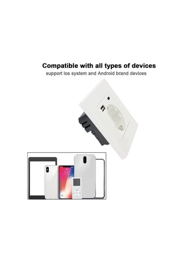 Trendooze Beyaz Almanya Priz Usb-c 16a Ab Adaptör, Pc Paneli Entegre