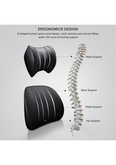 Samdoo Araç Baş Yastığı - Hafızalı Köpük Boyun Desteği - Siyah Renk - Rahat Uyku İçin