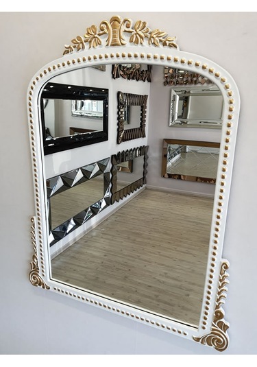 Ayna Denizi Lady White Gold Model Beyaz Altın Renk Dekoratif Ayna Altın - Beyaz