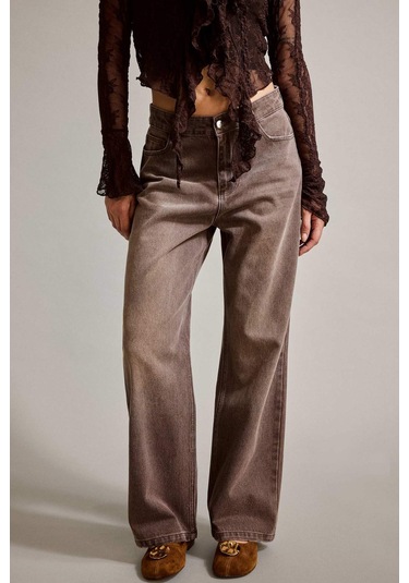 Defacto Wide Leg Geniş Bol Paça Jean Pantolon G2906ax25aubn336 Kahve