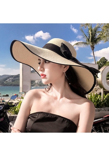 Geniş Kenarlı Egzotik Desenli Plaj Şapkası Kadınlar İçin Güneşten Koruyucu Yazlık Hasır Şapka Modelleri Turuncu