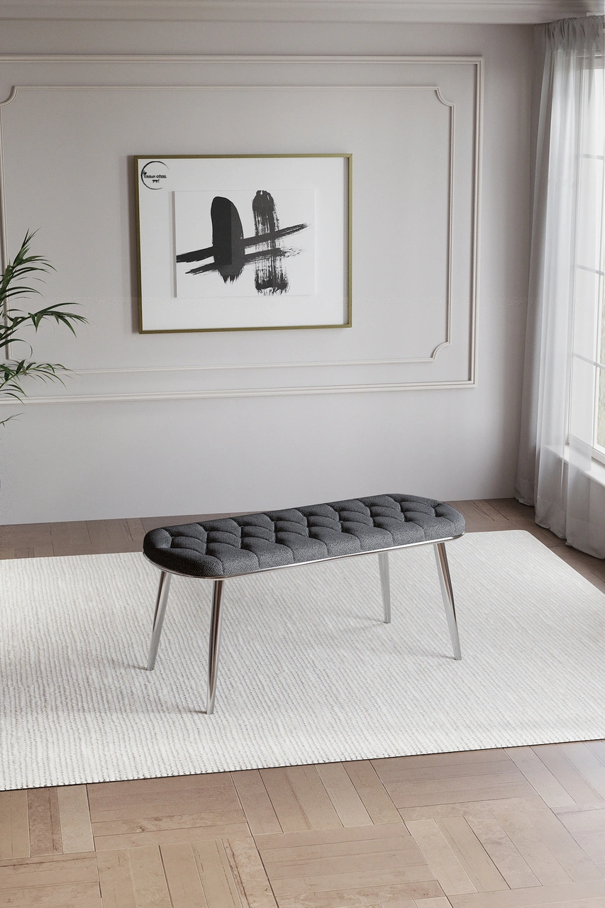 Bohem Polo Mutfak Masası Takımı 6 Kişilik Bencli Gümüş