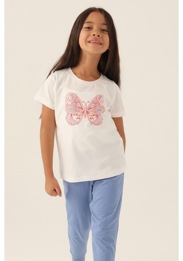 Roly Poly 3390 Butterfly Kız Çocuk Pijama Takımı Krem