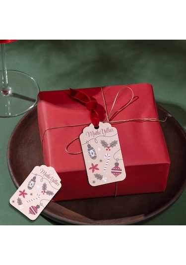 Yılbaşı Mutlu Yıllar Yazılı Hediye Etiketi, Yeniyıl Kokina Temalı