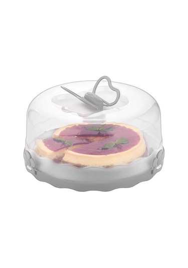 Porsima L-501 Caramel Kek Saklama Taşıma Kabı Fanusu Gri