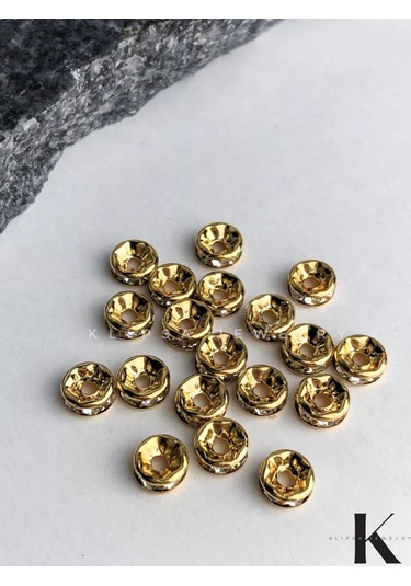 Klipsa Jewelry 20 Adet, 6 3 Mm Altın Rengi Taşlarla Süslenmiş Boncuklar İçin Ayırıcılar 243395145