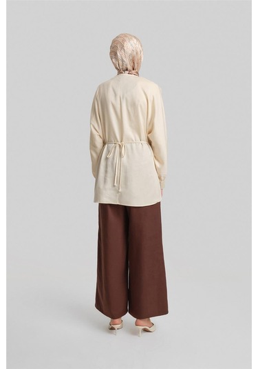 Armine Çapraz Bağlamalı Tencel Bluz 24y3536 Aytaşı Krem