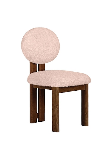 Coco İskandinav Teddy Natural Ahşap Bohem Sandalye Ceviz - Krem